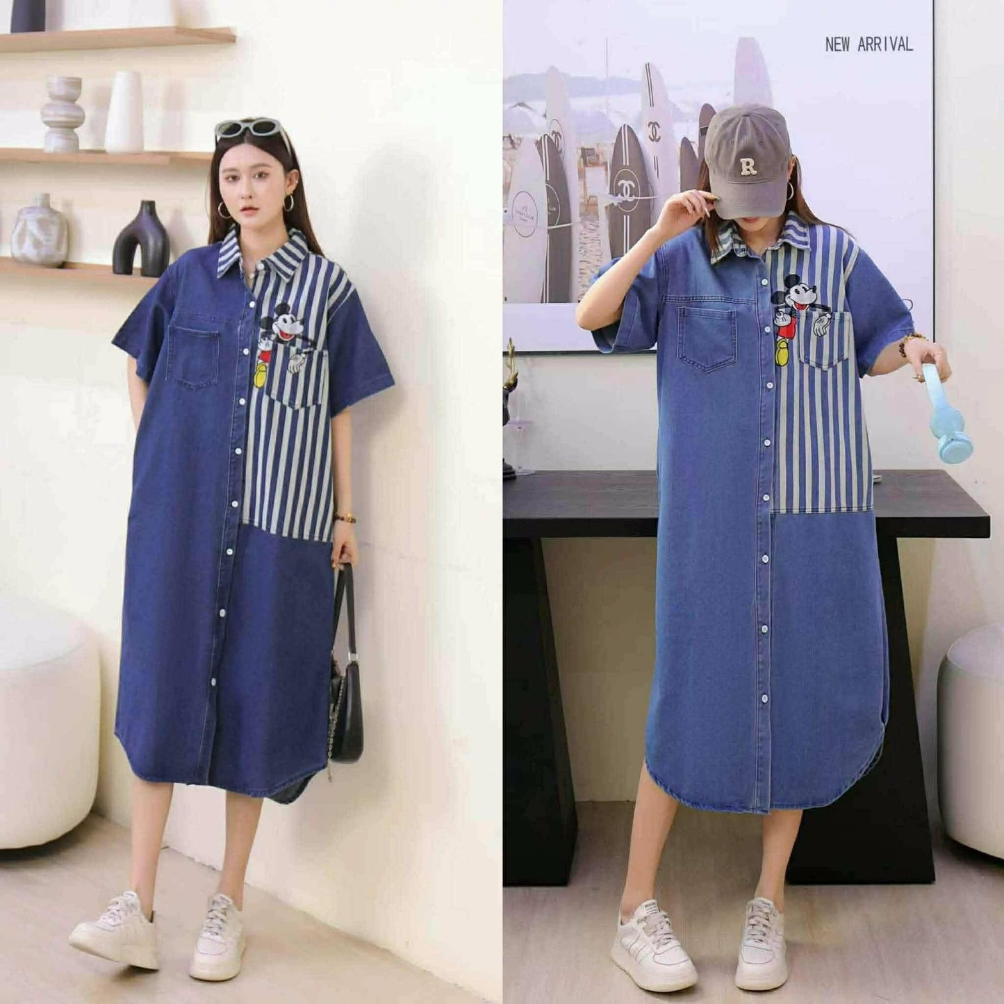 Mickey Denim Dress Stripe