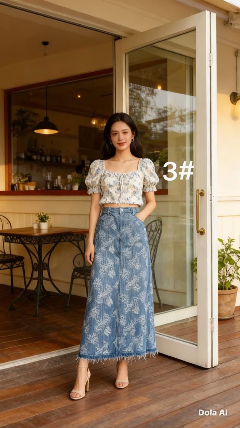 273 Denim Long Skirt