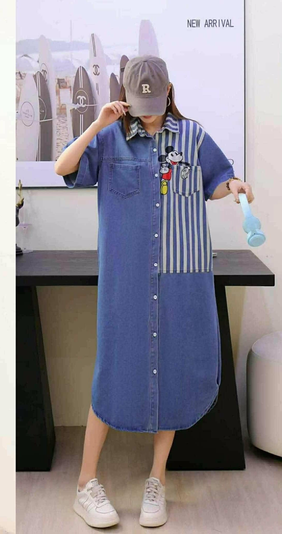Mickey Denim Dress Stripe