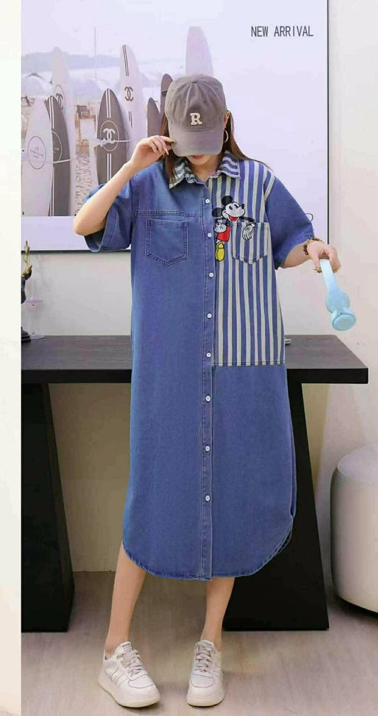 Mickey Denim Dress Stripe