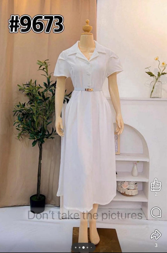 9673 White/ Polo Dress Plain