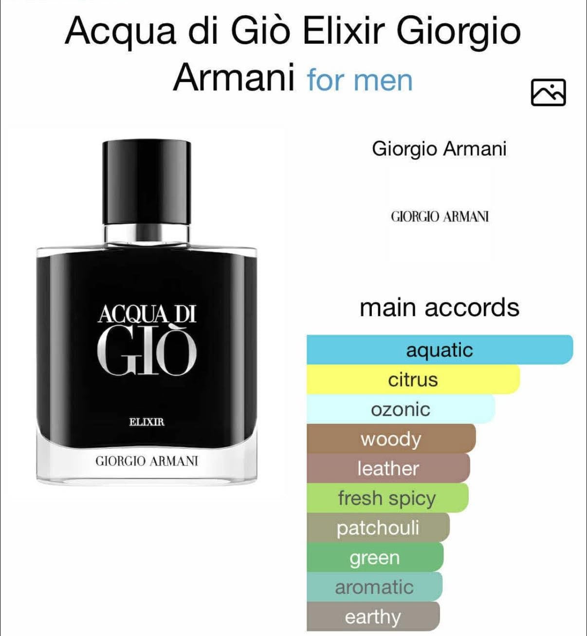 Acqua di Giò Elixir Giorgio Arman