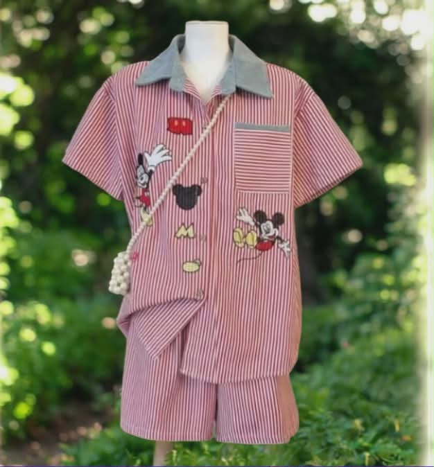1079 Terno Short Mickey Stripe