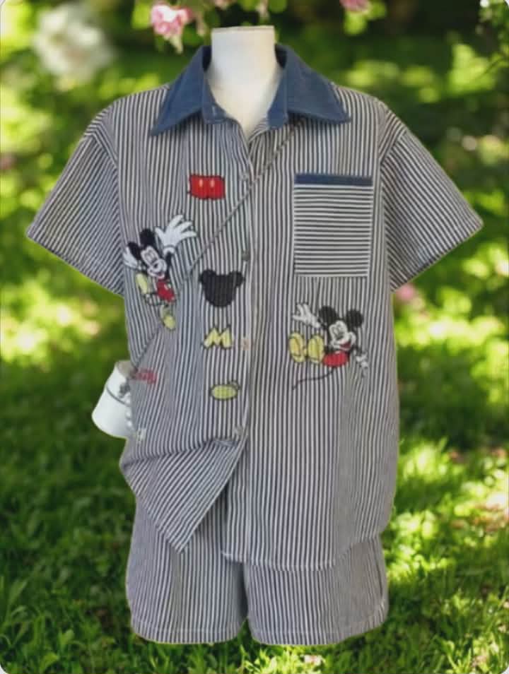 1079 Terno Short Mickey Stripe